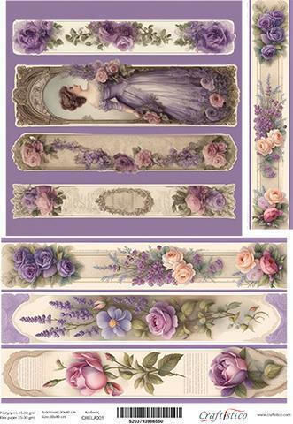 Craftistico Rice Paper Decoupage 30x40cm Candle Vintage Flowers Motifs