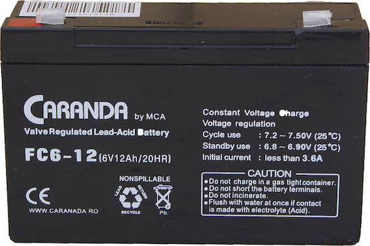 Baterie UPS cu Capacitate 12Ah și Tensiune 6V Car_6V_12Ah 1buc