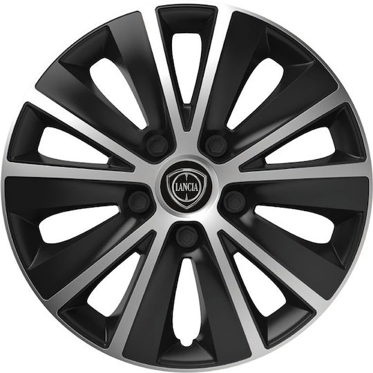 Car Wheel Hubcaps Versaco Rapide Black Chrome Black Bolts 13" 3d Metal Logo Lancia 4 Pieces
