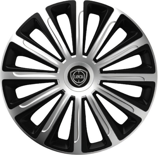 Тасии Троховe Автомобилни Versaco Trend Черно Хром 13" Знак 3D Метален Lancia 4 Броя