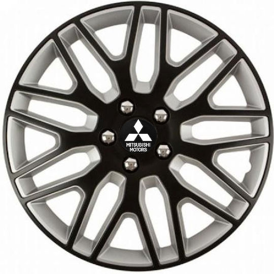 Car Wheel Hubcaps Versaco Dakar Nc Black Silver 14" 3d Metal Logo Mitsubishi 4 Pieces