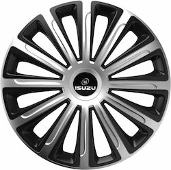 Тасии Трохове Автомобилни Trend Cbx 15" Сребристи и Черни С 3d Метален Емблема Isuzu 4 Броя