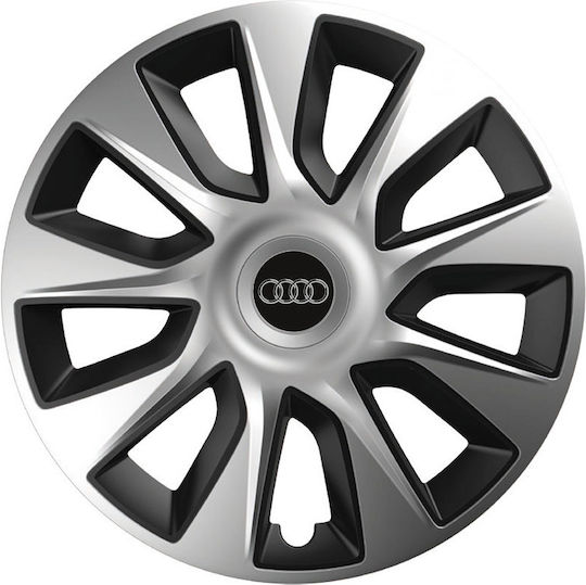 Auto Radkappen Stratos Chrom Schwarz 13 Zoll 3D Metallisch Audi 4 Stücke