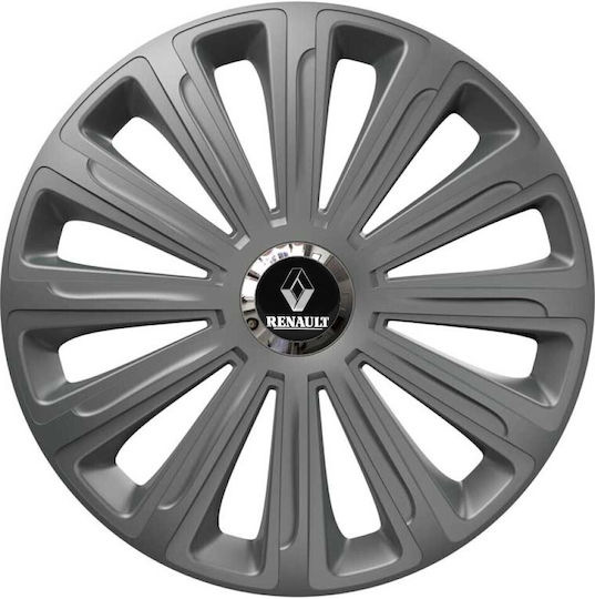 Car Wheel Hubcaps Versaco 14" Trend Rc Graphite Chrome Rings Cbx 3d Metal Logo Renault 4 Pieces