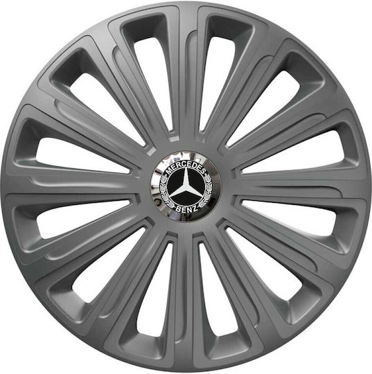 Τάσια Τροχών Αυτοκινήτου Versaco 15" Trend Rc Γραφίτης Δαχτυλίδια Χρωμίου Cbx Σήμα 3d Μεταλλικό Mercedes-benz 4 Τεμάχια