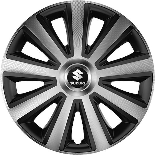 Тасии Трохове Автомобилни Versaco Aviator Карбон Хромирани и Черни 15" Сигма 3d Метална Suzuki 4 Броя