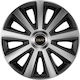 Car Wheel Hubcaps Versaco Aviator Carbon Chrome & Black 15" 3D Metal Logo Seat 4 Pieces