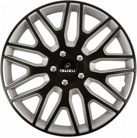 Car Wheel Hubcaps Versaco Dakar Nc Black Silver 15" 3d Metal Logo Isuzu 4 Pieces