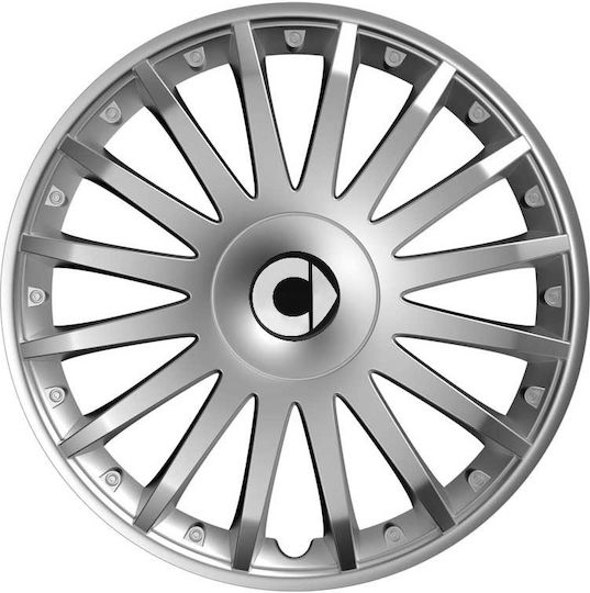 Car Wheel Hubcaps Versaco Crystal Silver 14" 3d Metal Logo Smart 4 Pieces