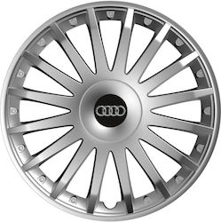 Τάσια Τροχών Αυτοκινήτου Versaco Crystal 116292 Cbx Ασημί 14" Σήμα 3d Μεταλλικό Audi 4 Τεμάχια