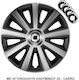 Car Wheel Hubcaps Versaco Aviator Carbon Chrome & Black 14" 3d Metal Logo Smart 4 Pieces