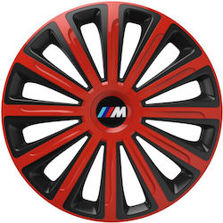Car Wheel Hubcaps Versaco Trend Red/Black 15" 3d Metal Logo Bmw M 4 Pieces