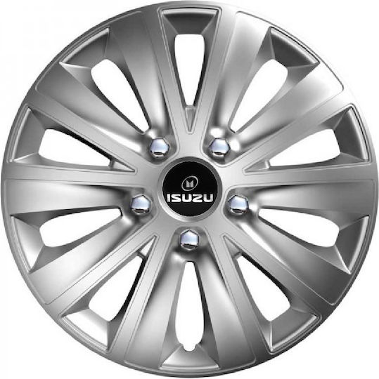 Car Wheel Hubcaps Versaco Rapid Hc Silver 14" 3d Metal Logo Isuzu 4 Pieces