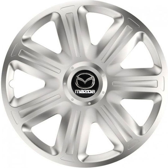 Car Wheel Hubcaps Versaco Comfort 14" Silver 3d Metal Logo Mazda 4 Pieces