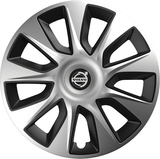 Car Wheel Hubcaps Versaco Stratos Chrome Black 15" 3d Metal Logo Volvo 4 Pieces