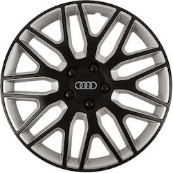 Car Wheel Hubcaps Versaco Dakar Black Silver Black Bolts 14" 3D Metal Logo Audi 4 Pieces Car Wheel Hubcaps Versaco Dakar Black Silver Black Bolts 14" 3D Metal Logo Audi 4 Pieces