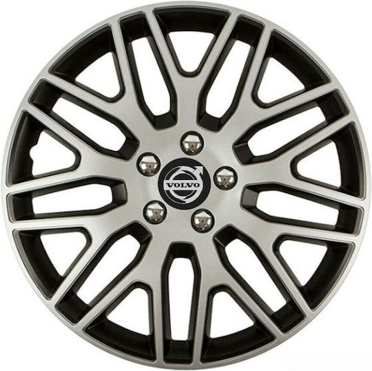 Car Wheel Hubcaps Versaco Dakar Nc Silver Black 15" 3d Metal Logo Volvo 4 Pieces