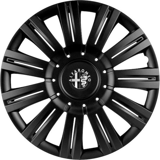 Car Wheel Hubcaps 13" Traffic Black 3d Metal Logo Alfa Romeo 4 Pieces