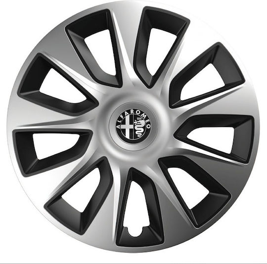 Car Wheel Hubcaps Stratos Chrome Black 13" 3d Metal Logo Alfa Romeo 4 Pieces
