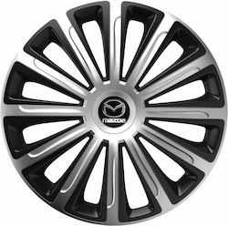 Τάσια Τροχών Αυτοκινήτου Trend Cbx 15" Ασημί & Μαύρο Σήμα 3d Μεταλλικό Mazda 4 Τεμάχια