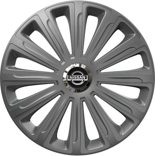 Car Wheel Hubcaps Versaco 14" Trend Rc Graphite Chrome Rings Cbx 3d Metal Logo Nissan 4 Pieces