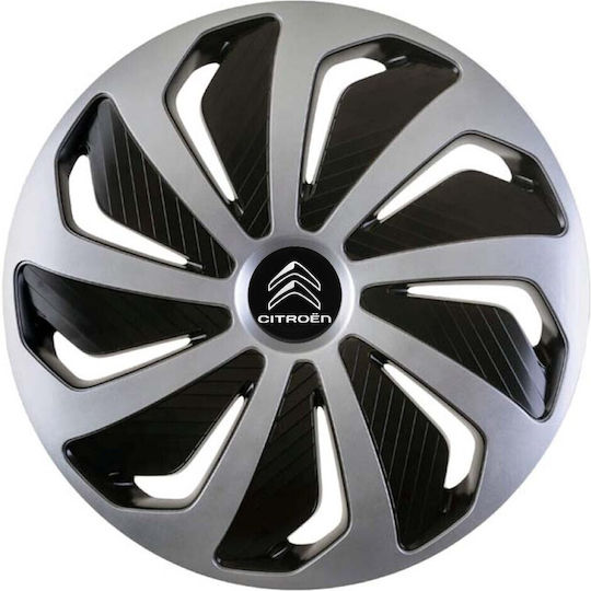 Car Wheel Hubcaps Versaco 15" Wind Sb Cbx 3d Metal Logo Citroen 4 Pieces