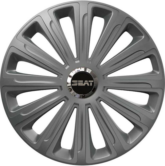 Car Wheel Hubcaps Versaco 14" Trend Rc Graphite Chrome Rings Cbx 3d Metal Logo Seat 4 Pieces