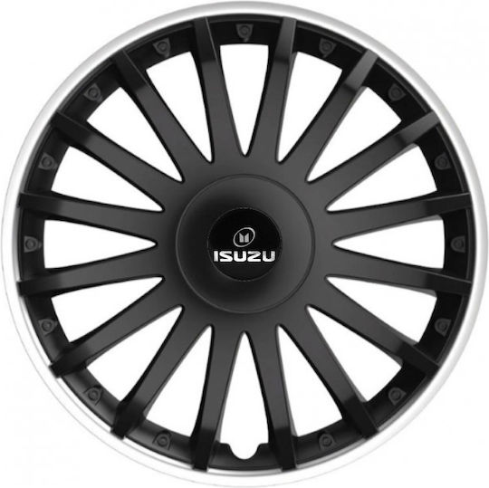 Car Wheel Hubcaps Versaco 16" Crystal So Black Cbx 3d Metal Logo Isuzu 4 Pieces