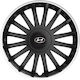 Car Wheel Hubcaps Versaco 15" Crystal So Black Cbx 3d Metal Logo Hyundai 4 Pieces