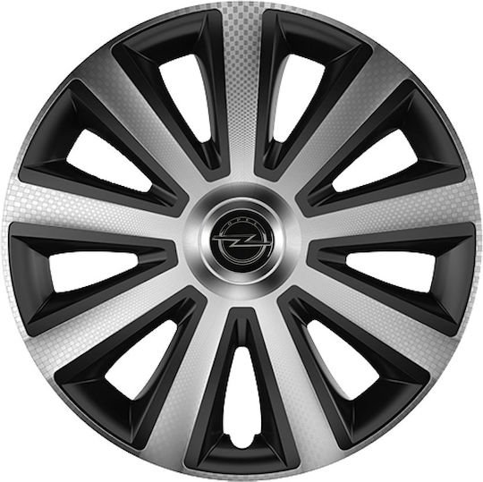 Тасии Троховe Автомобил Aviator Карбон Хромирани и Черни 15" Знак 3D Метален Opel 4 Броя