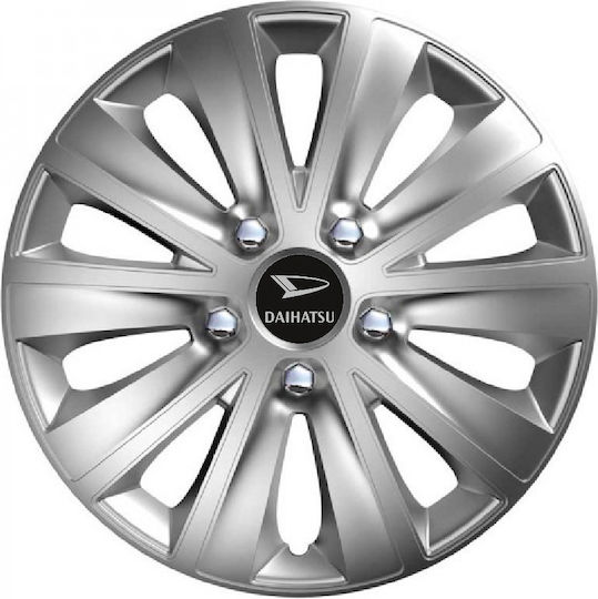 Тасии За Коли Versaco Rapid Hc Сребристи 15" С 3d Метален Емблема Daihatsu 4 Броя