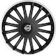 Car Wheel Hubcaps Versaco 14" Crystal So Black Cbx 3d Metal Logo Volvo 4 Pieces
