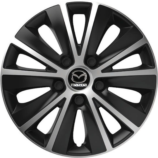 Car Wheel Hubcaps Versaco Rapide Black Chrome Black Bolts 13" 3d Metal Logo Mazda 4 Pieces