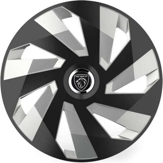 Тасии Троховe Автомобилни Versaco Stratos 16" Vector Черни Пръстени Хром Cbx Знак 3d Метален Peugeot 4 Броя