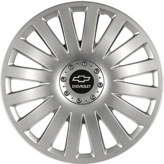 Capace De Roți Auto Versaco Inteligent Argintii 14" Siglă 3d Metalică Chevrolet 4 Bucăți