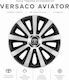 Car Wheel Hubcaps Versaco Aviator Carbon Chrome & Black 15" 3d Metal Logo Toyota 4 Pieces