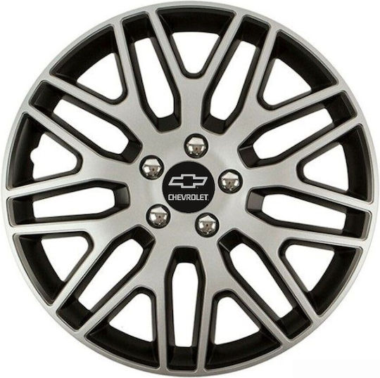 Car Wheel Hubcaps Versaco Dakar Nc Silver Black 14" 3d Metal Logo Chevrolet 4 Pieces