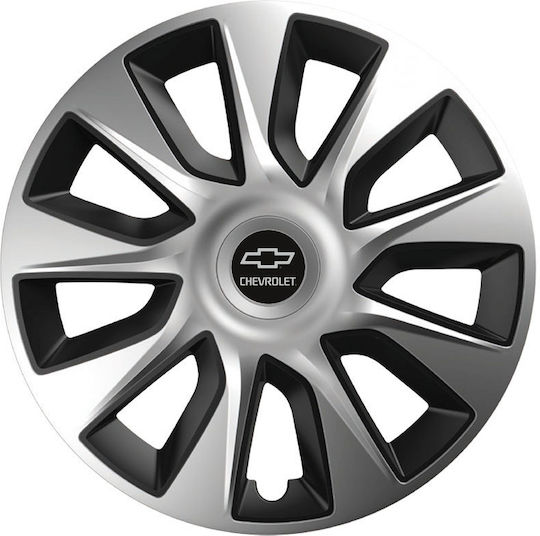 Car Wheel Hubcaps Versaco Stratos Chrome Black 13" 3d Metal Logo Chevrolet 4 Pieces