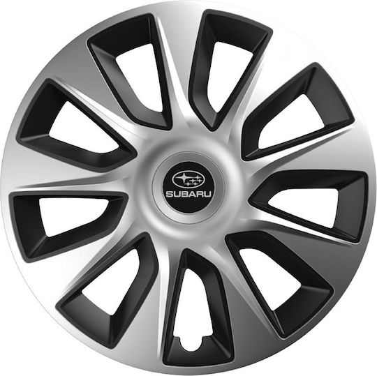 Car Wheel Hubcaps Versaco Stratos Chrome Black 15" 3d Metal Logo Subaru 4 Pieces