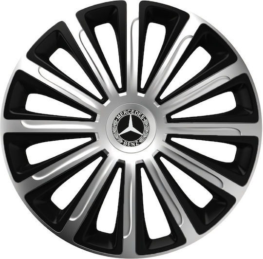 Тасии Трохов Автомобилни Versaco Trend Черно Хром 13" 3d Метален Емблема Mercedes Benz 4 Броя