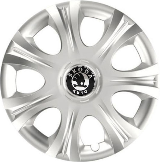 Capace De Roți Auto Versaco Impulse Argintii 13" Siglă 3d Metalică Skoda 4 Bucăți