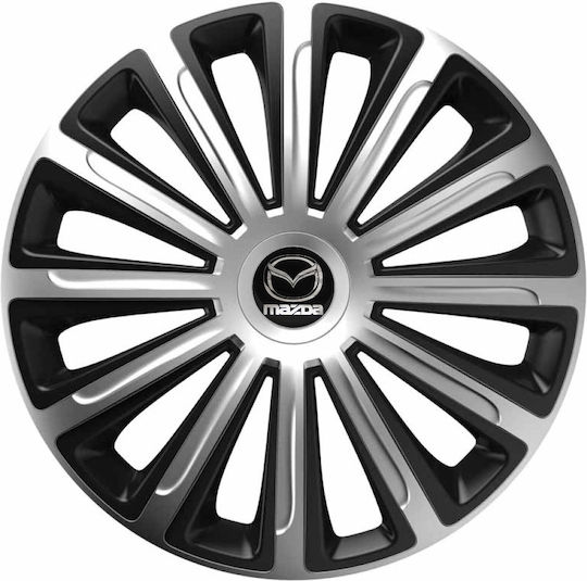 Тасии Трохове Автомобилни Trend Cbx 13" Сребристи и Черни С 3d Метален Емблема Mazda 4 Броя