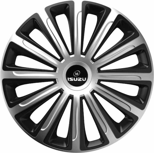 Car Wheel Hubcaps Trend Cbx 13" Silver & Black 3d Metal Logo Isuzu 4 Pieces