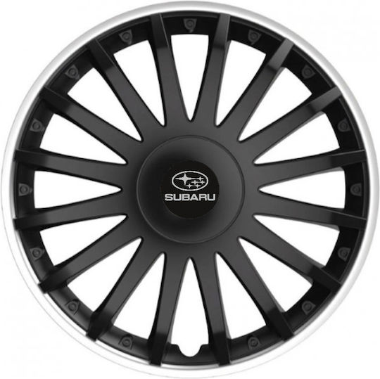 Car Wheel Hubcaps Versaco 14" Crystal So Black Cbx 3d Metal Logo Subaru 4 Pieces