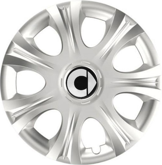 Тасии Троховe Автомобилни Versaco Impulse Сребристи 16" С 3d Метален Емблема Smart 4 Броя