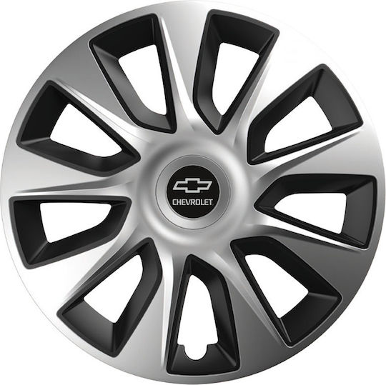 Car Wheel Hubcaps Versaco Stratos Chrome Black 16" 3d Metal Logo Chevrolet 4 Pieces