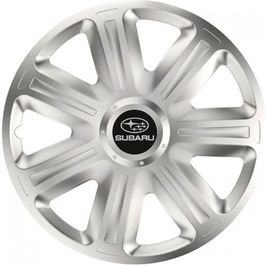 Car Wheel Hubcaps Versaco Comfort 14" Silver 3d Metal Logo Subaru 4 Pieces