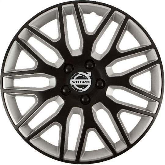 Car Wheel Hubcaps Versaco Dakar Black Silver Black Bolts 14" 3d Metal Logo Volvo 4 Pieces