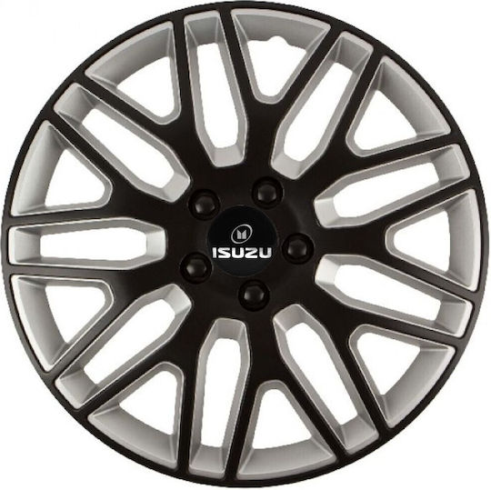 Car Wheel Hubcaps Versaco Dakar Black Silver Black Bolts 14" 3d Metal Logo Isuzu 4 Pieces