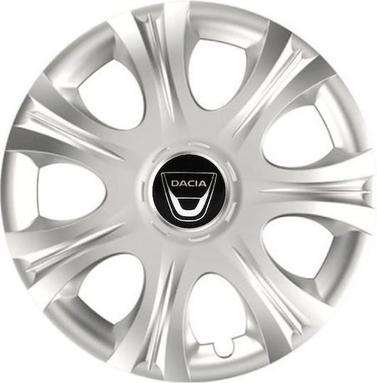 Car Wheel Hubcaps Versaco Impulse Silver 15" 3D Metal Logo Dacia 4 Pieces